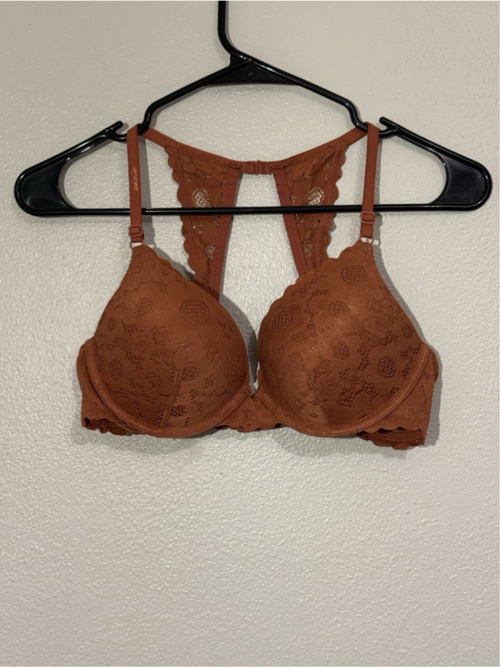 Aerie Burnt Orange Lace Plunge Bralette Bra 34C